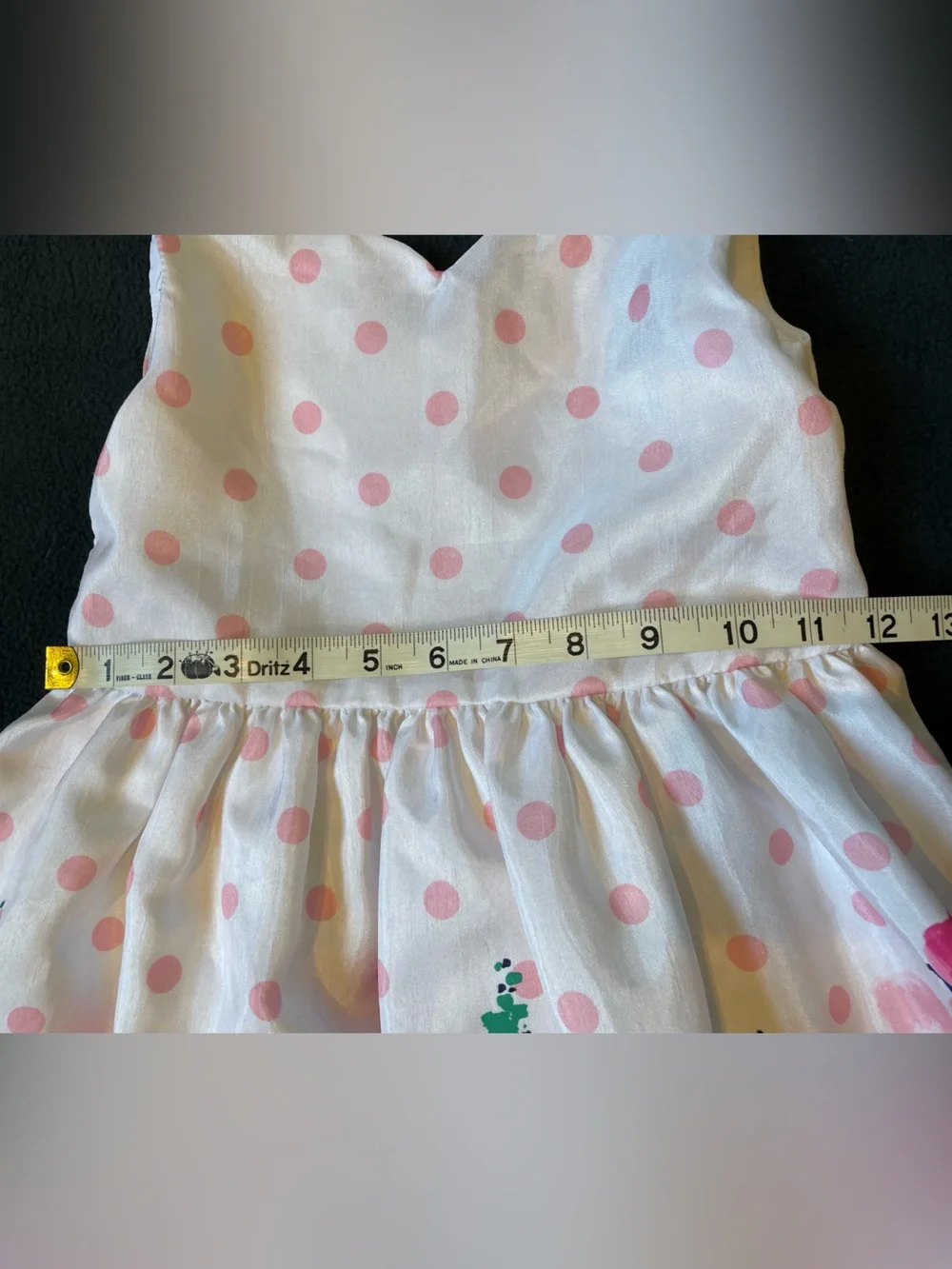 Gymboree White Dress with Pink Polka Dots & Tulip Floral Skirt, Sz 6